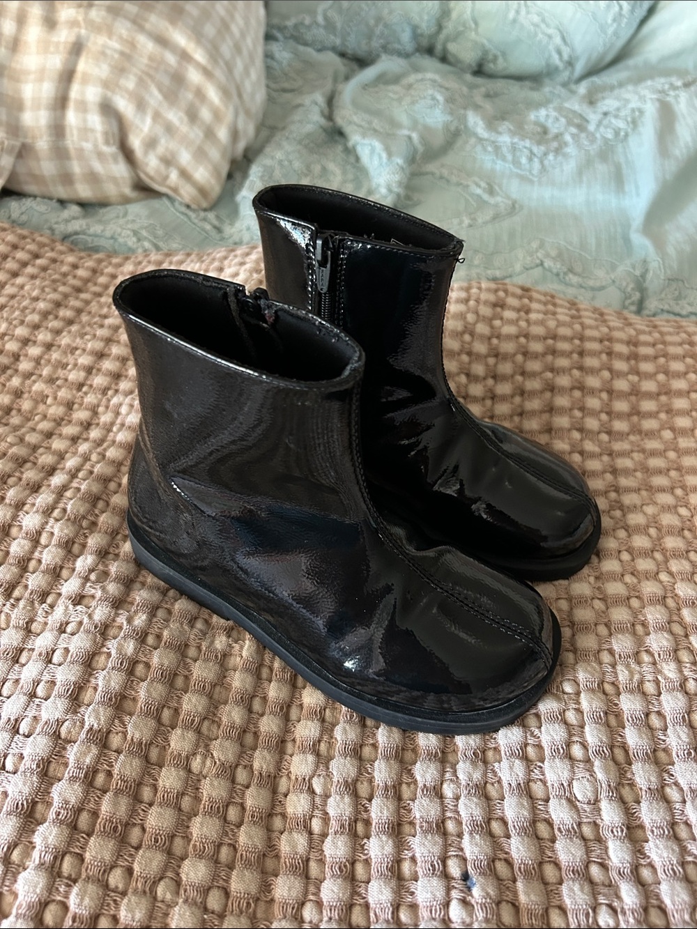 Zara Kids Black Patent Zip Boots